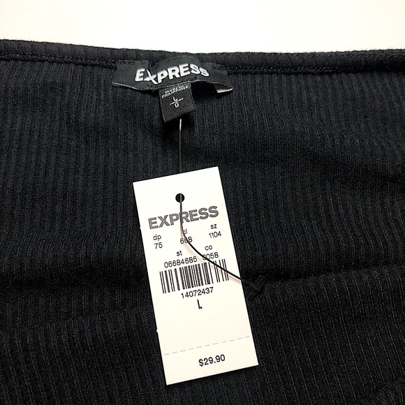 NWT Express | Adjustable Strap Ribbed Thong Bodysuit in Black, Sz L - Picture 2 of 7